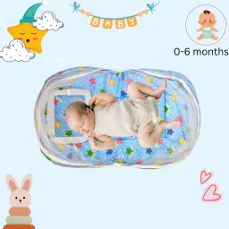cuddlebud Polyester Infants Washable Baby Cotton mattress with mosquito net for unisex, 0-3 months Mosquito Net image 4