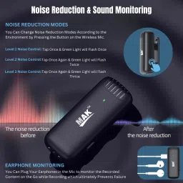 mak MK-14 Wireless Mic with 3 Level Noise Cancellation, BIS Approved (Type C/ iOS) Microphone image 2