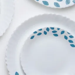Pack of 6 Opalware Blue Leaves Fluted 6 Pcs 11" Inch Opalware Full Plate Dinner Set-image-12