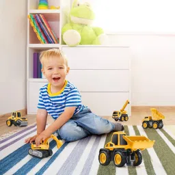 Engineering Toy Set 6 Crane Excavator Unbreakable Truck roller Mixer-image-41