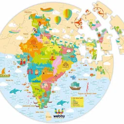 Amazing India Map Jigsaw Floor Puzzle 60 Pcs with 4 Double Sided Flashcards-image-1