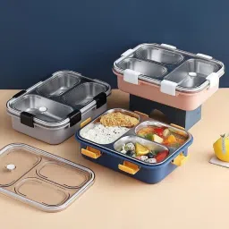 Leak Proof 3 Compartment Stainles Steel High Quality Tiffin Adult Kids 3 Containers Lunch Box-image-50