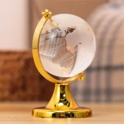 Fengshui Crystal Globe with Golden Stand: Enhance Your Home with Positive Energy Decorative Showpiece - 6 cm-image-8