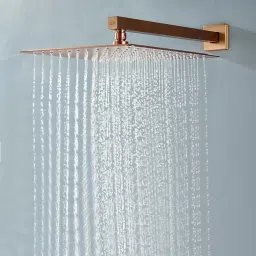 Rose Gold 8X8 Inch Overhead Shower With Square Shower Arm 18 Inch & Flange Fixed Mount-image-74
