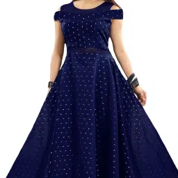 Women Gown Light Blue Maxi/Full Length Dress-image-44