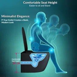 plantex Ceramic Wall Hung Commode for Toilet/Rimless Western Commode/Commode with Soft Closing Toilet Seat - P Trap (APS-3043, Round) Western Commode image 5