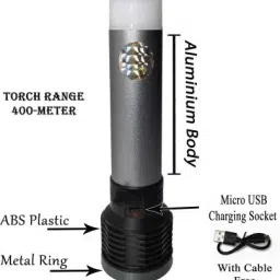 crentila Dual Mode Full Led Emergency Rechargeable Long Range Up to 1 Km with Backlight 8 hrs Torch Emergency Light image 2