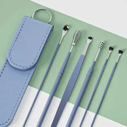 New Ear Wax Cleaner Resuable Ear Cleaner Tool Set with Storage Leather Pouch-image-1