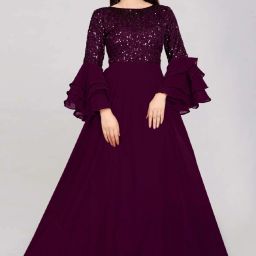 Embroidered Georgette Stitched Anarkali Gown-picture-10