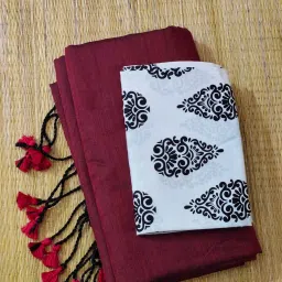 Solid/Plain Bollywood Handloom Pure Cotton Saree-image-46