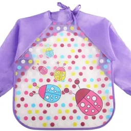 Full Sleeves Baby Feeding Bib Apron Washable Plastic Colorful Cartoon Long Bib-image-20