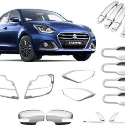 Exterior Chrome Combo Kit For Swift Dzire (2020-Present) Set of 18 Pcs Chrome Maruti Swift Dzire Front Garnish-55