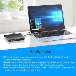 microware External USB & Type C CD DVD Drive USB 3.0 & Type C Dual Port Portable Slim External DVD Writer image 3
