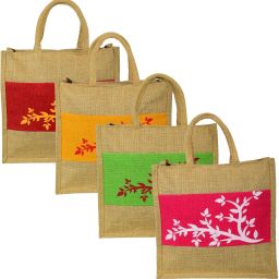 Design Jute Bags Eco Friendly Code SD-14 of 4 Units Design Leafs Pack of 4 Grocery Bags-20