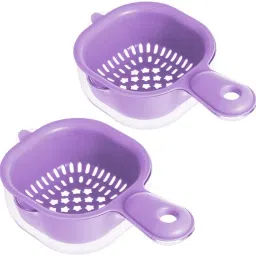 Kitchen Dual-Layer Draining Basket with Handle, Plastic Fruit & Vegetable Basket-image-50