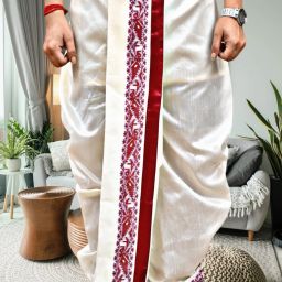 GOURI COLLECTIONS ready to wear DHOTI PANT with VELVET BORDER Embellished Men Dhoti-image-61