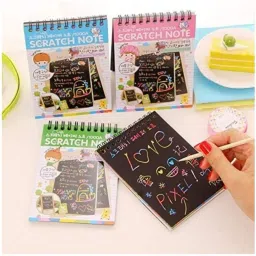 A5 Size Small Rainbow Scratch (10 Pages each) Paper Notes for Kids (Pack of 3)-26