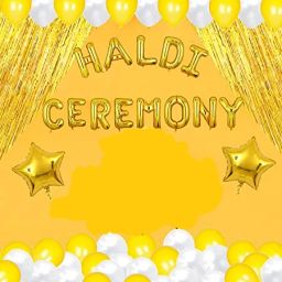 Haldi Ceremony Decoration Kit Balloon (Yellow White, Pack of 47)-53