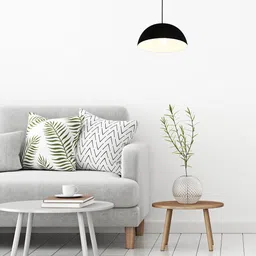THE STELLAR KRAFT Black & White Contemporary Semi-sphere Ceiling Lamp-image-30