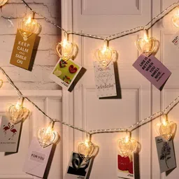 Quace Yellow Heart Clip LED String Lights-9