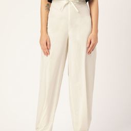 MBeautiful Women Off White Solid Organic Cotton Carrot Fit Lounge Pant-image-30