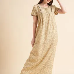 Sweet Dreams Brown Floral Printed Maxi Nightdress-picture-56