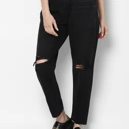 AMERICAN EAGLE OUTFITTERS Women Black Slash Knee Cotton Jeans-image-66
