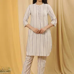W Women Striped Straight Kurta with Trousers-image-36