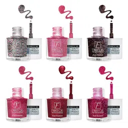 FORFOR Set of 6 Long Lasting Quick Dry Glitter Nail Polish - 5 ml each-26