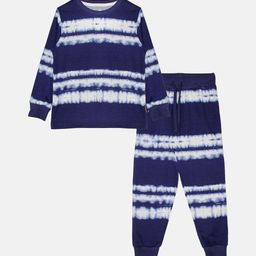 KiddoPanti Girls Tie and Dye Printed Round Neck Long Sleeves Pure Cotton Night suit-11