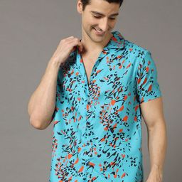 Bushirt Abstract Printed Lapel Collar Shirt & Shorts Night Suit-7