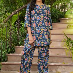 SANSKRUTIHOMES Printed Pure Cotton Night Suit-image-57