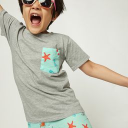 frangipani Boys Blue & Grey Printed Cotton Night Suit-image-87