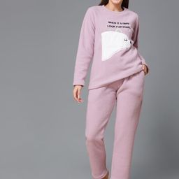 Sweet Dreams Women Polar Fleece Applique Winter Pyjama Set-image-64