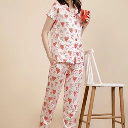 FABINALIV Conversational Printed Lapel Collar Night suit-image-13