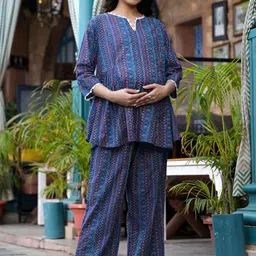 Aujjessa Ethnic Printed Pure Cotton Maternity Night suit-picture-49