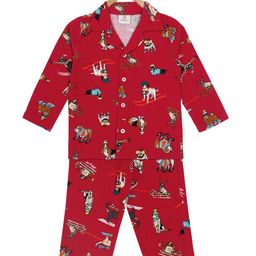 Hippodrome Unisex Kids Red & Brown Santa Sleigh Dog Flannel Night Suit-12