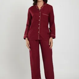 CRAFIQA Women Maroon Night suit-image-41