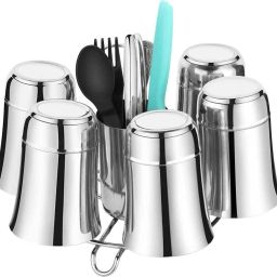 6 Glass stand with Spoon/knife tumbler Holder for Kitchen Dining Table Stainless Steel Glass Holder-20