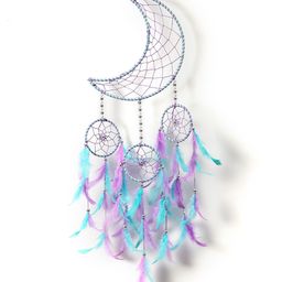DULI Green & Lavender Metal Crescent Moon Hanging With Lights Windchime image 4