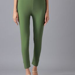 AURELIA Women Green Solid Ankle Length Leggings-38