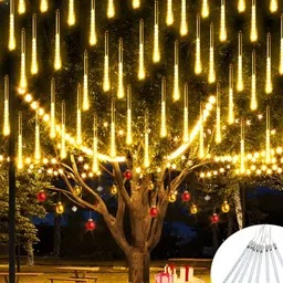 XERGY Off-White 192 LED Meteor Shower Lights Solar Powered String Lights-0