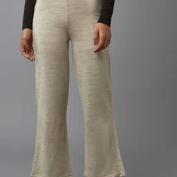 elleven Women Beige Flared Trousers-42