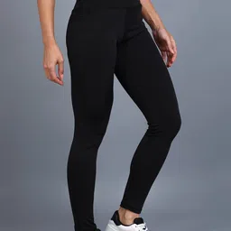 Rock Paper Scissors Women Black Solid Ankle Length Training Tights-image-93