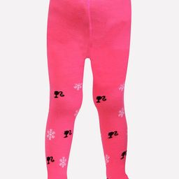 Bonjour Girls Pink & Black Barbie Printed Tights-image-80