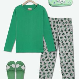 SINI MINI Girls 2 Pieces Conversational Printed Night Suit-image-16