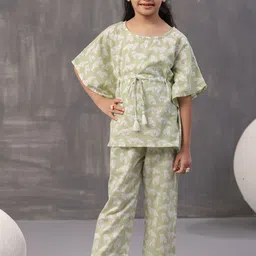 SANSKRUTIHOMES Girls Printed Pure Cotton Kaftan With Pyjamas-image-69