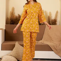 SANSKRUTIHOMES Women Printed Pyjamas and Kurti Night suit-image-17