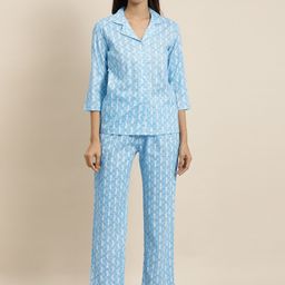 KALINI Women Printed Shirt and Pyjamas Night suit-image-98