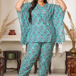 KALINI Women Plus Size Pure Cotton Printed Night suit-image-75